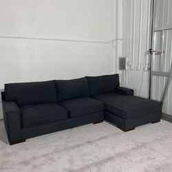Black Frabric L Shaped Sectional Couch
