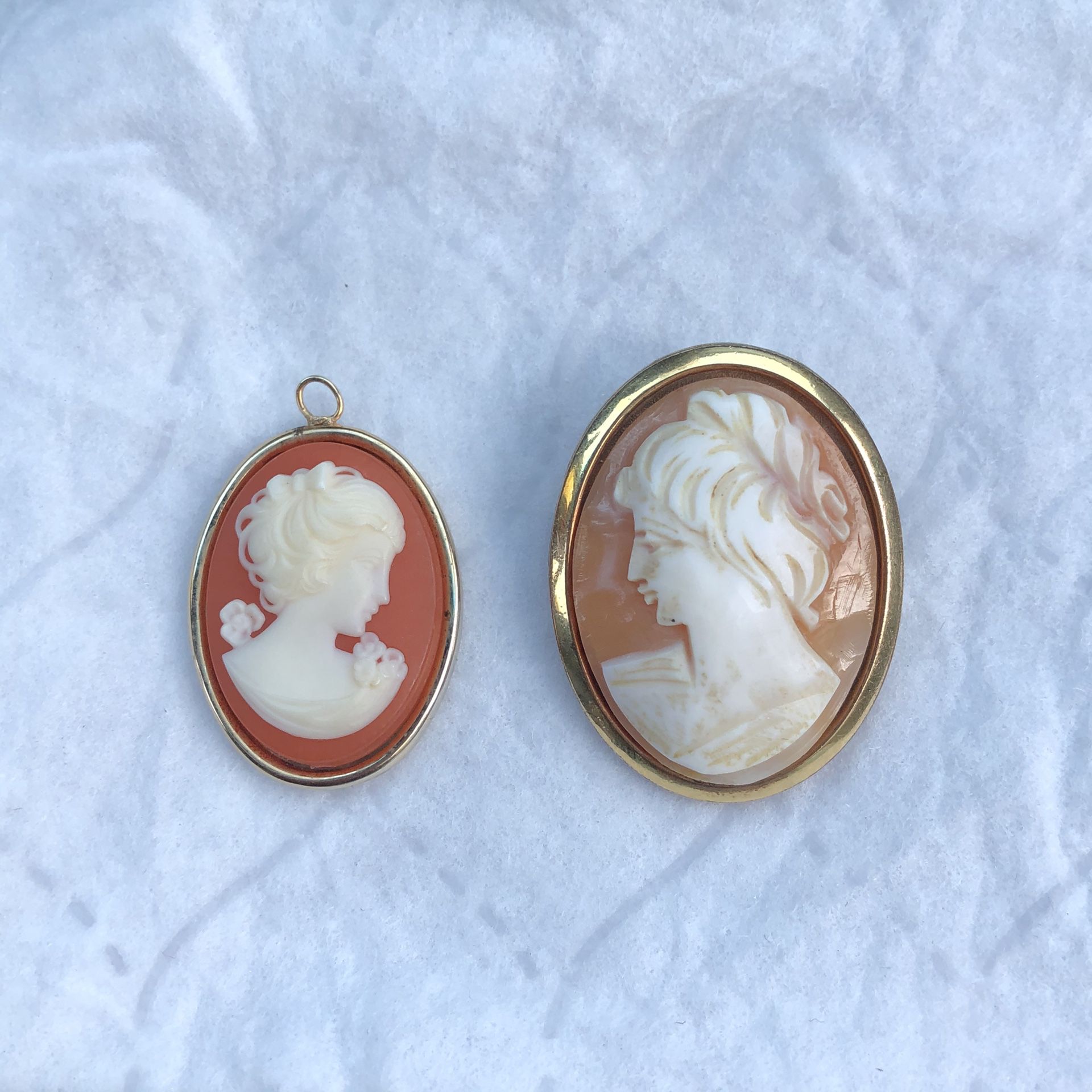 Vintage cameo brooch and pendant