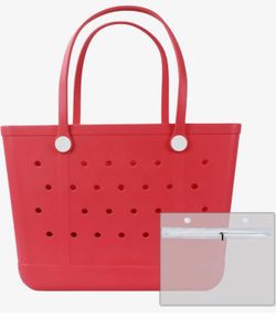 Red Rubber Tote Bag