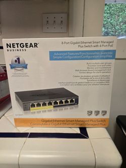 NetGear 8-port gigabit Ethernet plus switch with 4-port PoE GS108PE