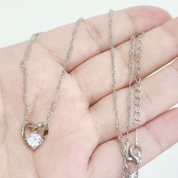 925 Silver Necklace Heart Cubiz Zircon Necklace 