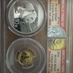 This is a 2016 Chinese Panda Bi-Metallic Coin Set.