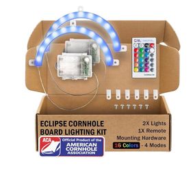 ACA Eclipse LED Cornhole Board Ring Lights 2-Pack with Complete Hardware Kit | 16 Colors - 4 Modes - Remote Included