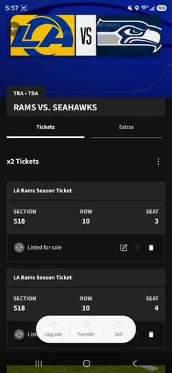 2 LA Rams vs Seahawks Season Tickets