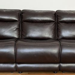 Recliner Sofa - Brown Leather