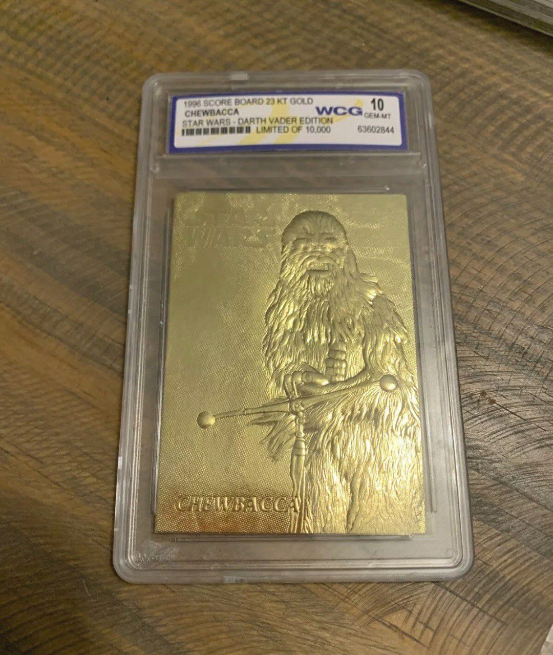 1996 Star Wars Darth Vader Edition Chewbacca Limited Edition Card 23kt Gold. WCG 10 graded