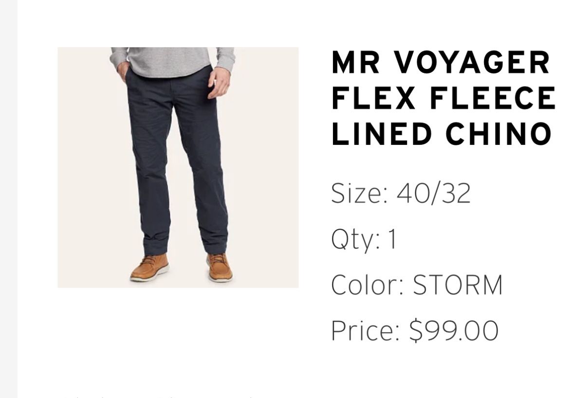 Eddie bauer MR VOYAGER FLEX FLEECE LINED CHINO Pants.