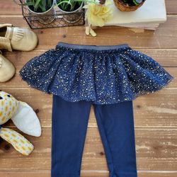 12MOS NAVY AND GOLD SPARKLES LEGGING W/ATTACHED TULLE TUTU