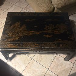 Vintage Chinese Black Lacquer Coffee Table
