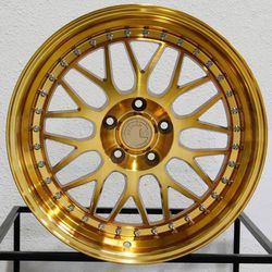 18” new gold bbs style rims tires set 5x114.3