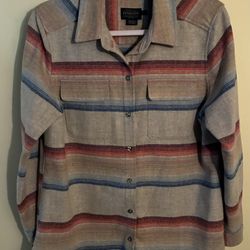 Women’s Pendleton plaid Board Shirt in Tan Multi Stripe