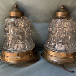 Vintage Lightolier Bronze Deco Era Flat Mount Lights