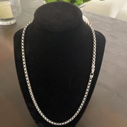 New Silver Plated 925 Box Chain Necklace 