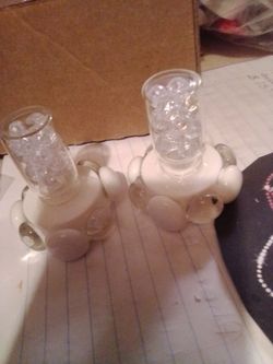 White Glass Dab Rigs with Terp Pearls – Set of 2