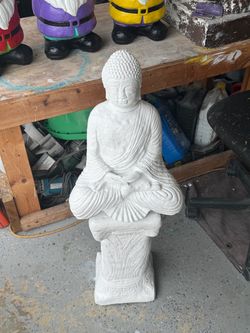 Solid concrete Buddha and pedestal set/ free delivery