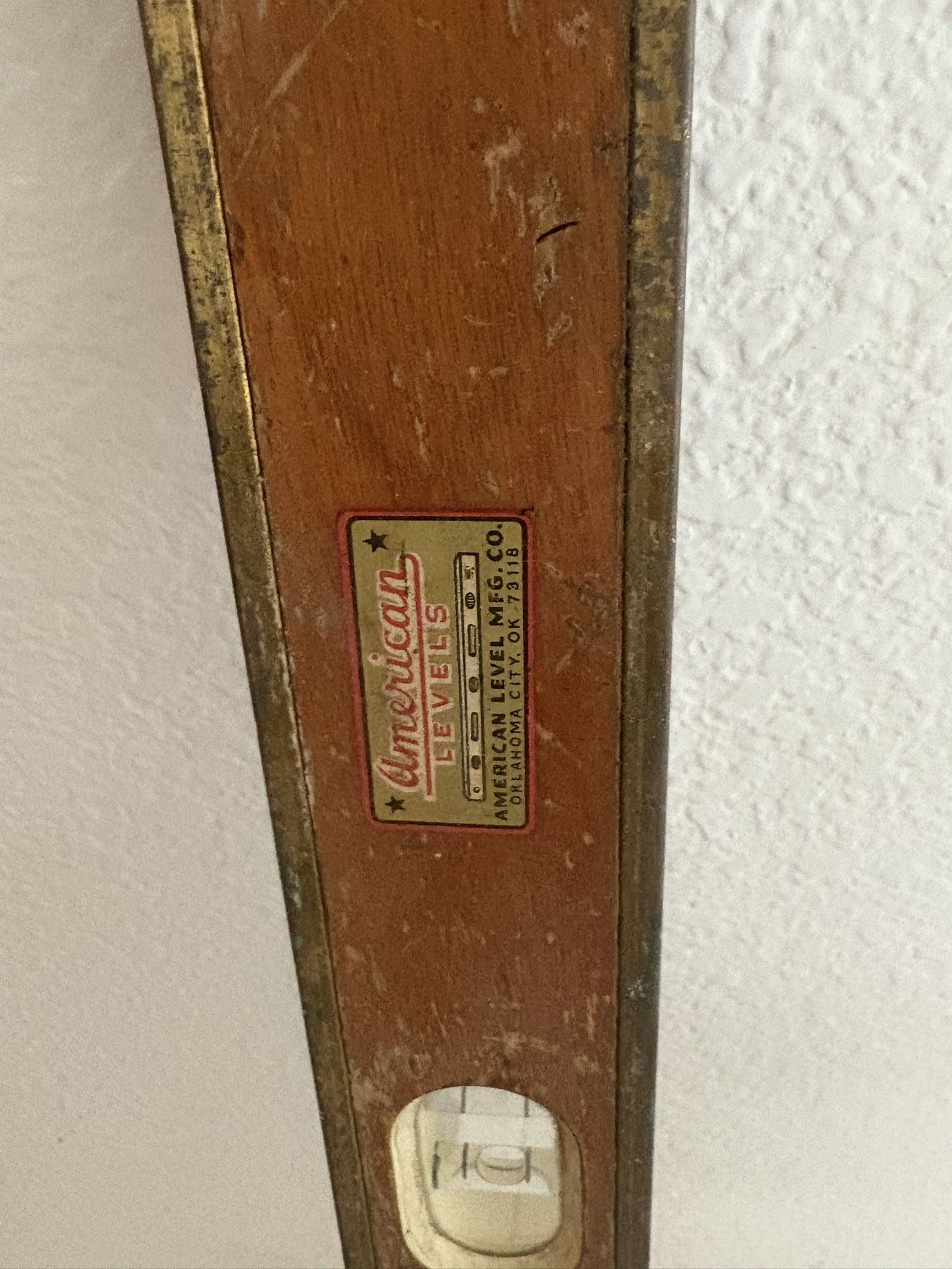 Vintage Wooden And Brass Level