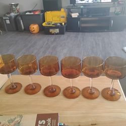 1970s Vintage Amber Stemware Glass X