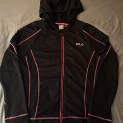 FILA Women or Unisex Black Stretch Full Zip up hoody with Pockets