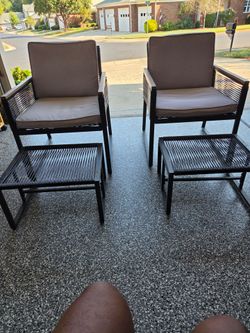 Garden (2)chairs with matching stools and cushions