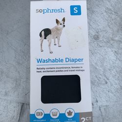 SoPhresh Washable Diaper 2 ct Pet Diaper Size S Dogs 8-15 lb Small 2 Pack Black