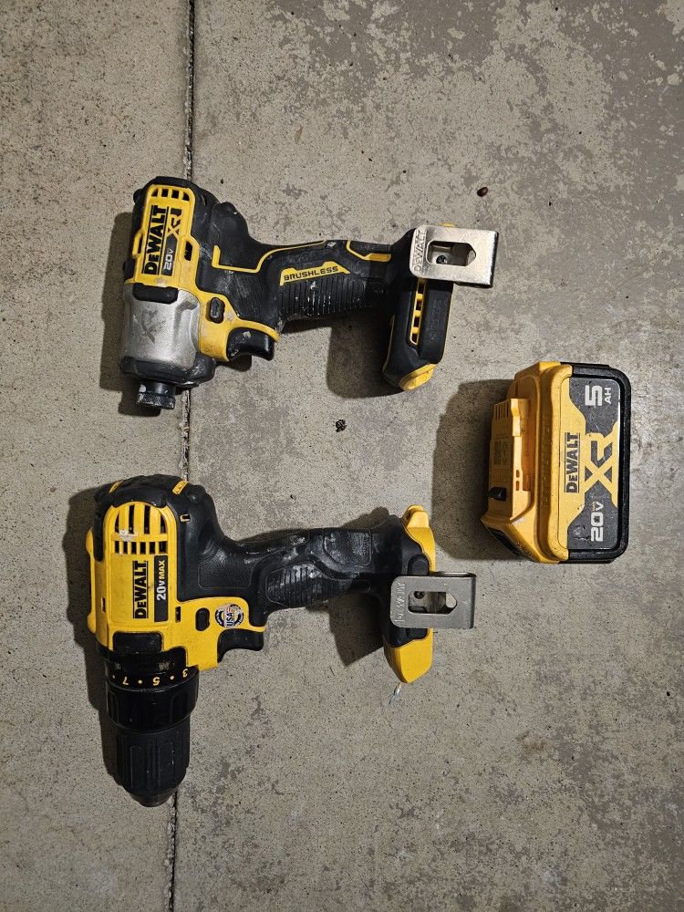 Dewalt Drill, Impact Drill And 5AH Battery 
