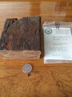 WW2 piece of USS MIAMI navy ship deck plank