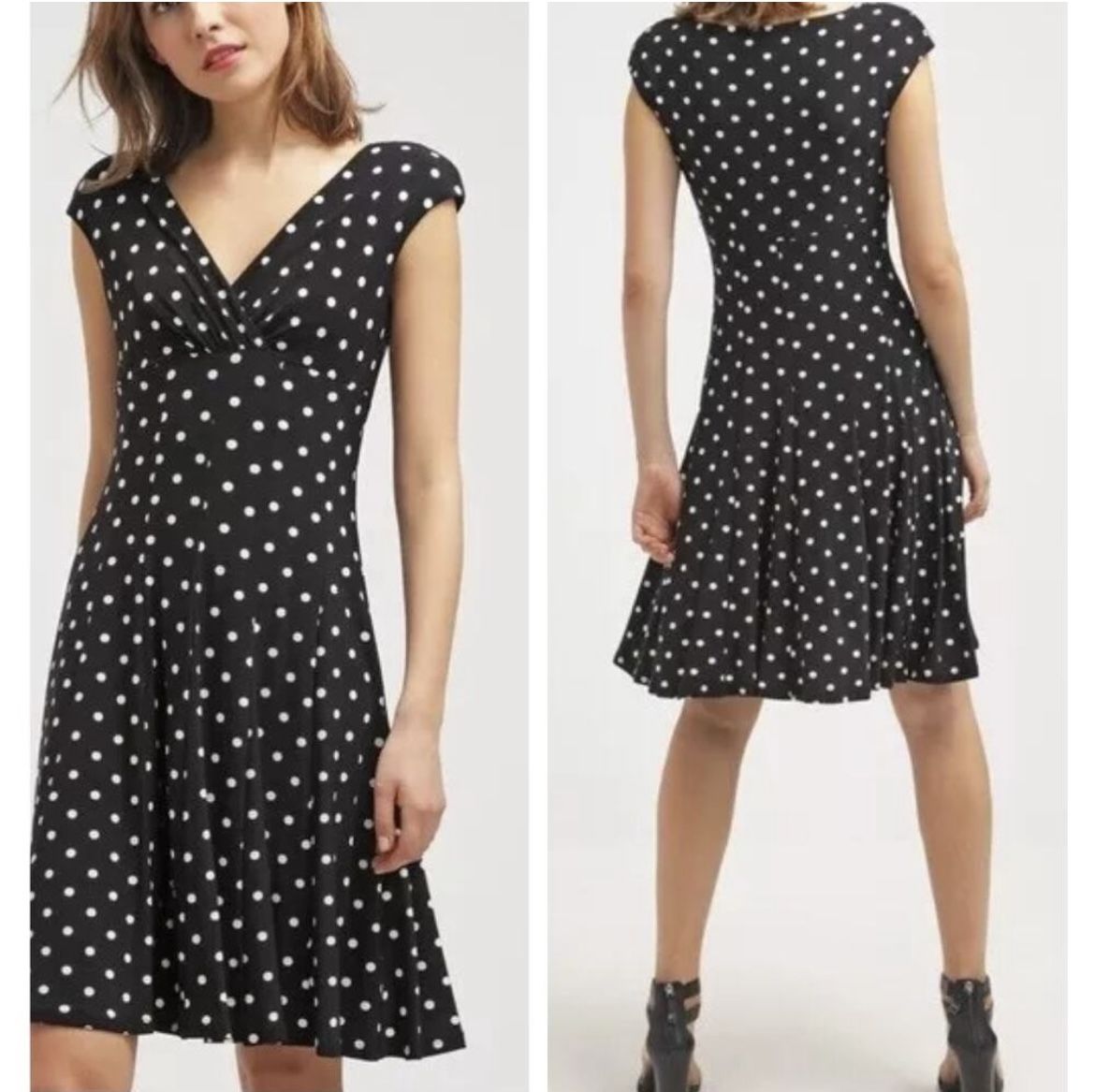 Lauren Ralph Lauren Black & White Polka Dot Dress - Size 16