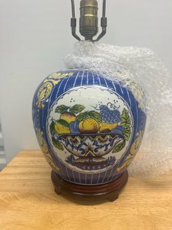 Blue Ceramic Ginger Jar Table Lamp