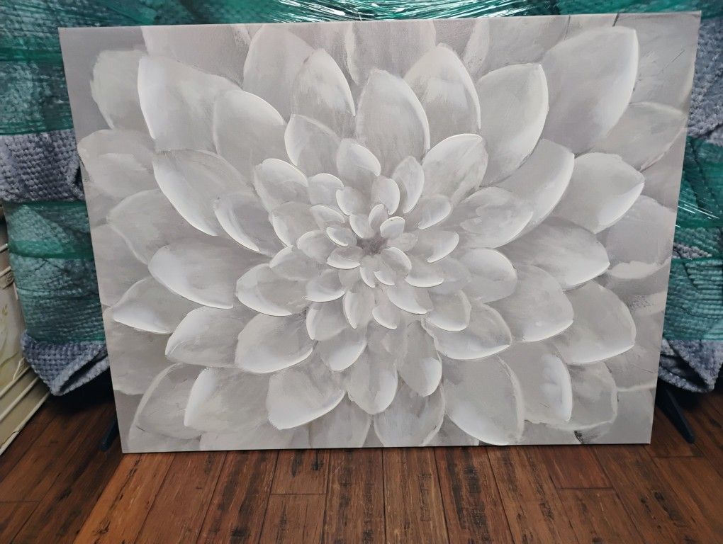 39x30 White Flower Canvas Artwork