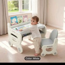 Brand new in box 📦 Kids table and chair set for drawing and activities 🫶🍽🖍✏️📖📚