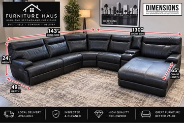 🔥 Large Brown REAL Leather Sectional w/ Chaise & Console – Delivery Available