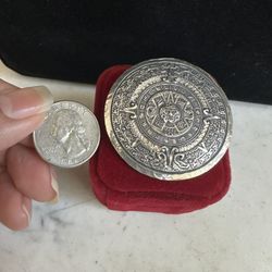 Vintage 925 Sterling Silver Mayan Pendant/ Brooch , Hallmarked Mexico Sterling EMV , Eagle Stamp.  