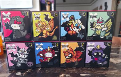 Mcdonlads hello kitty x godzilla toys all 8