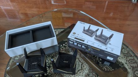 ASUS AX6100 (RT-AX92U) Tri-Band WiFi 6 Mesh Gaming Router System (2-Pack) - Mint Condition in Box