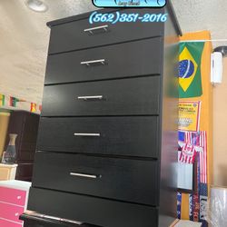 Assembled Black Five Drawer Dresser w/ Metal Sliders