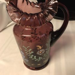 Antique Victorian Amethyst Pitcher 9-1/2” H
