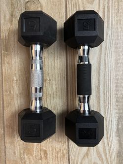 New Pair Of 5 Lb Rubber Dumbbells