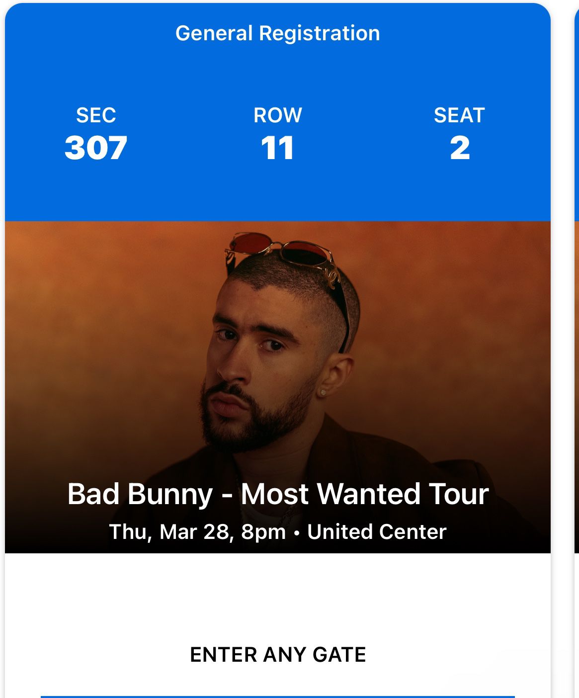 BAD Bunny Most Wanted Tour Tickets 5 Seats 300 Section 