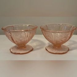 Vintage Jeannette Blossom Sherbet Desert Dish Pink Depression Glass
