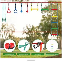 Outdoor NINJA course with seven obstacles