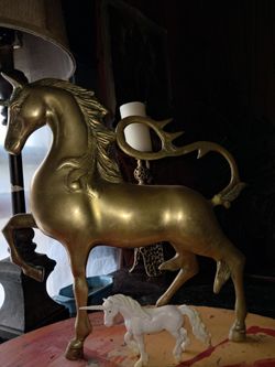 Large Brass Horse Figurine Statue