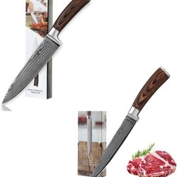 Wakoli Mikata Damascus Chef Knife with Sharp 8-inch Blade made of 67 Layers Genu