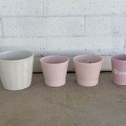 4 Cute Small Pots 1 White 3 Light Pink Ceramic Flower Planter Pots Pot Blossom Germany IKEA Papaja