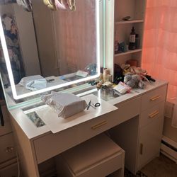Vanity With Glass Table And Chair