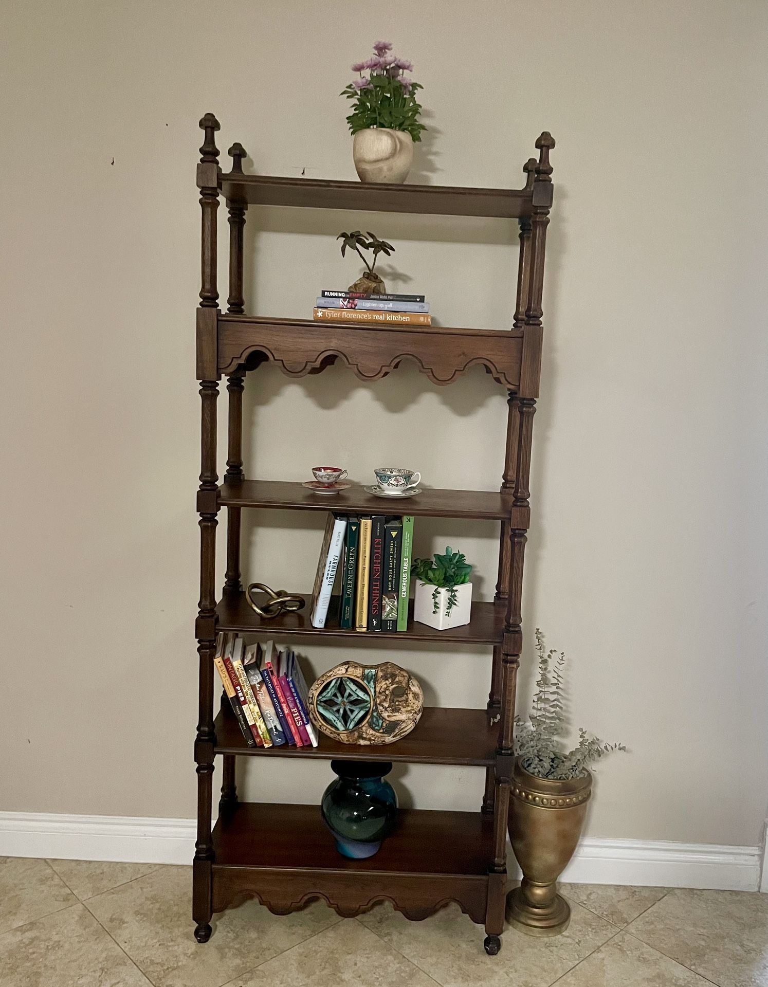 Vintage open shelves bookcase