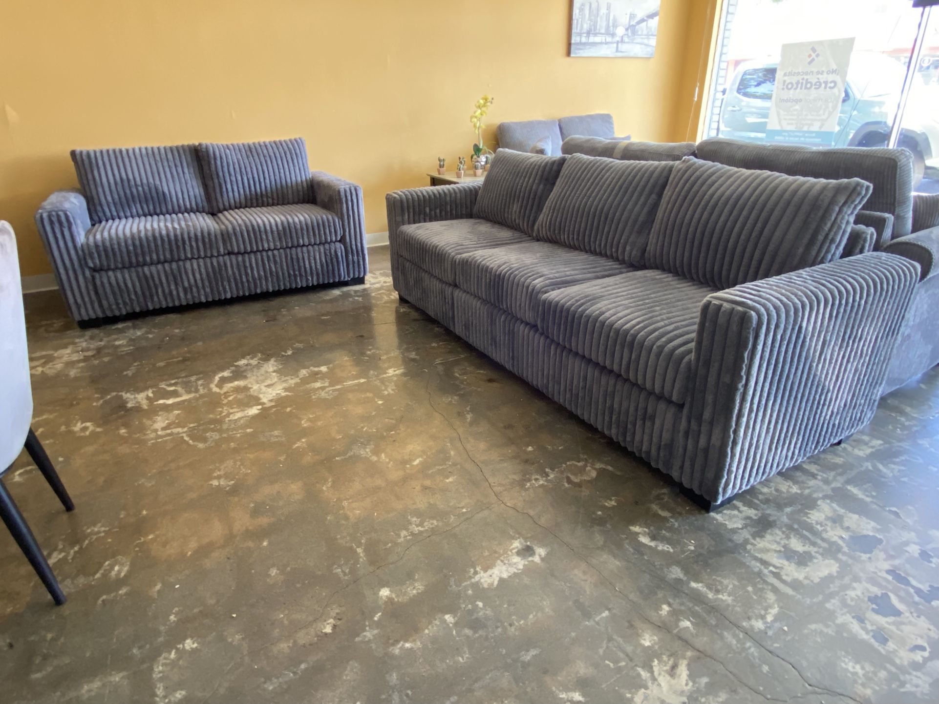 Sofa Set Corduroy Gray