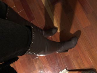 Knee High Studded Boots (faux Leather) But Really Nice