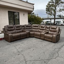 7 Piece Faux Leather Electric Reclining Sectional ( Can Deliver For $10 )