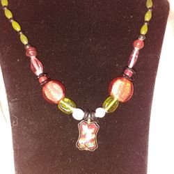 Butterfly Rose Quartz Onyx Jasper Necklace 