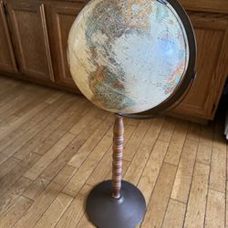 Vintage Replogle World Nation Series 12" World Globe with Wood Floor Stand 